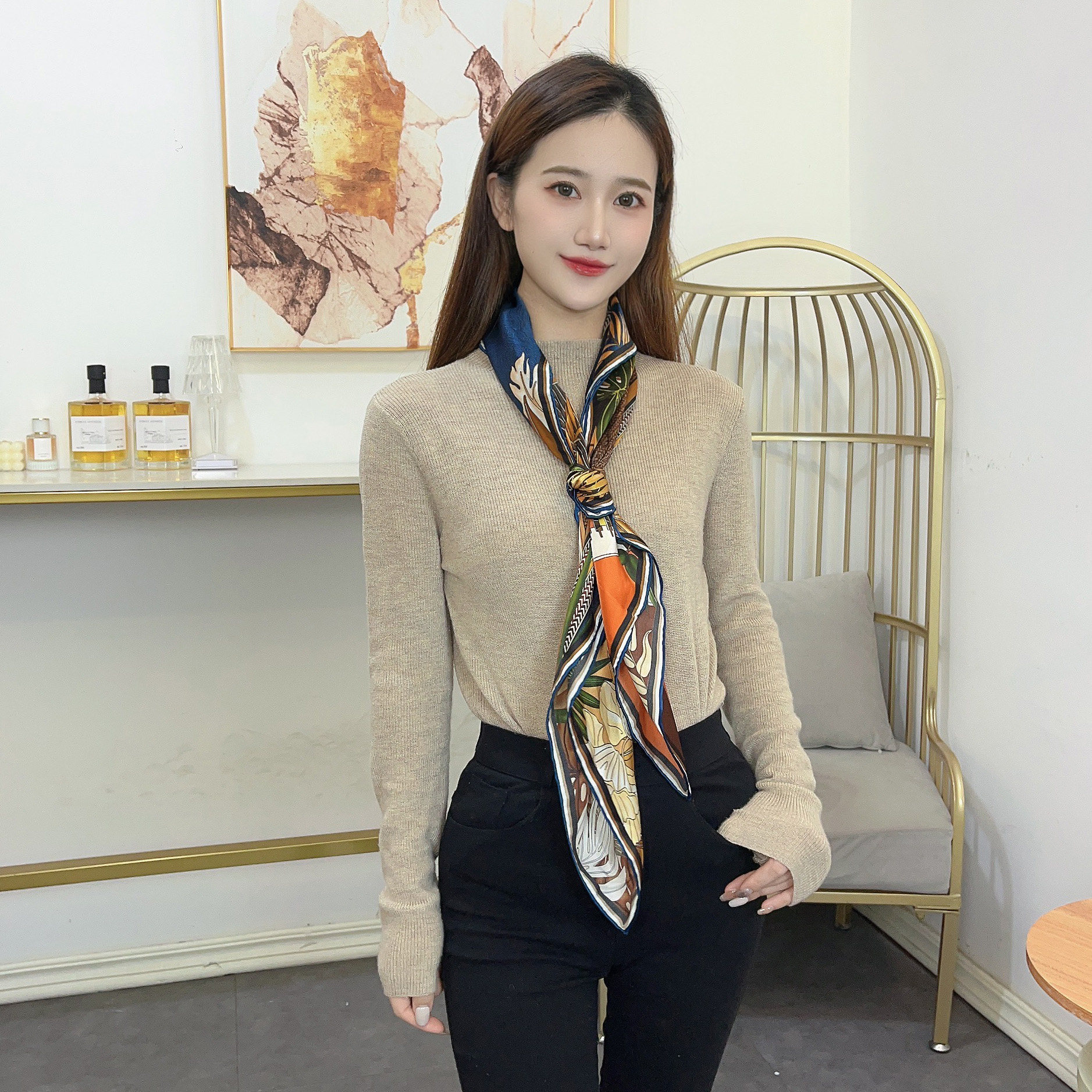 杭州都锦生桑蚕丝围巾真丝丝巾女礼盒装宫送礼丝绸伴手礼大方巾宫