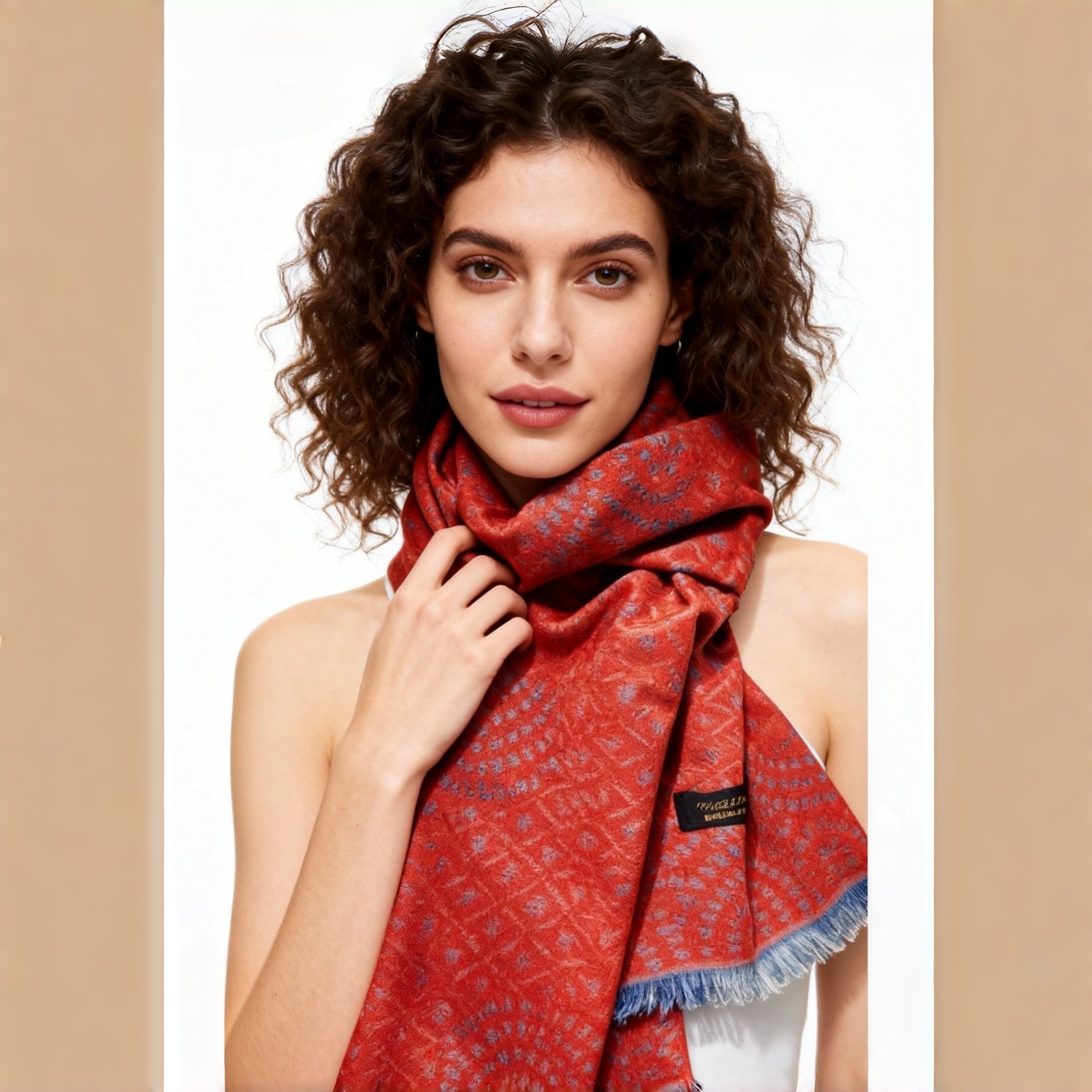 杭州都锦生丝绸真丝拉绒长围巾桑蚕丝加厚保暖丝巾礼盒装男女冬