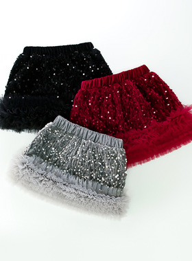 女童半身裙亮片网纱2025新年蛋糕裙秋冬百搭短裙儿童松紧腰公主裙