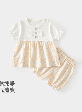 婴儿衣服女童春夏装2025新款夏季分体套装薄款纯棉宝宝儿童外出服