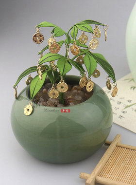 非遗免裁发财树摆件缠花材料包