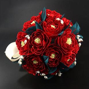 手工diy錦簇玫瑰新娘手捧花纏花材料包鄰家小琴手工坊婚嫁娶禮品
