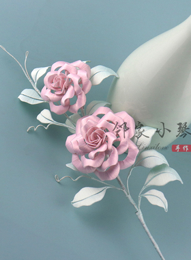 diy仿真如梦玫瑰插花缠花材料包