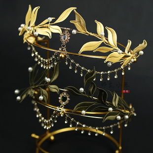 手工diy树叶缠花女神桂冠圣女冠材料包汉服头饰品配件发冠有教程