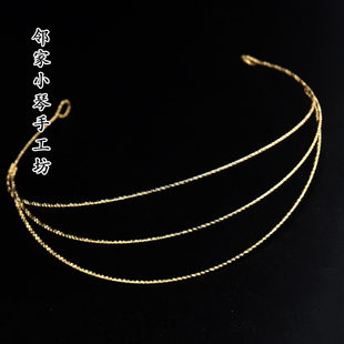 电泳保色三层发冠主体 三股发箍底座diy手工缠花发簪发饰材料配件