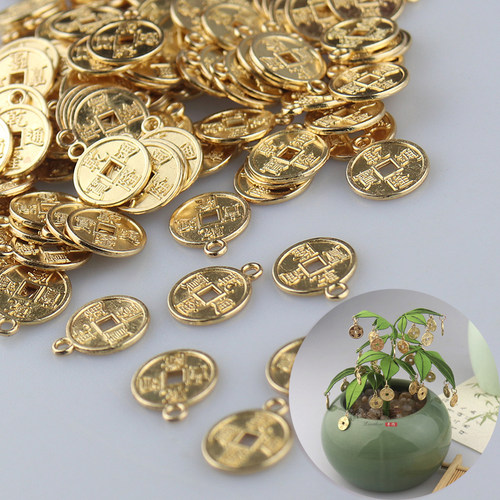 金属电泳保色铜钱吊坠流苏耳环