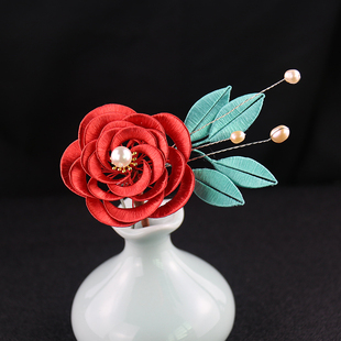 原创手作缠花DIY材料包山茶花传统非遗手工发饰 汉服头饰古风发钗