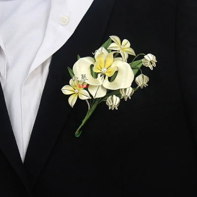 手工diy蝴蝶兰缠花材料包福胸针