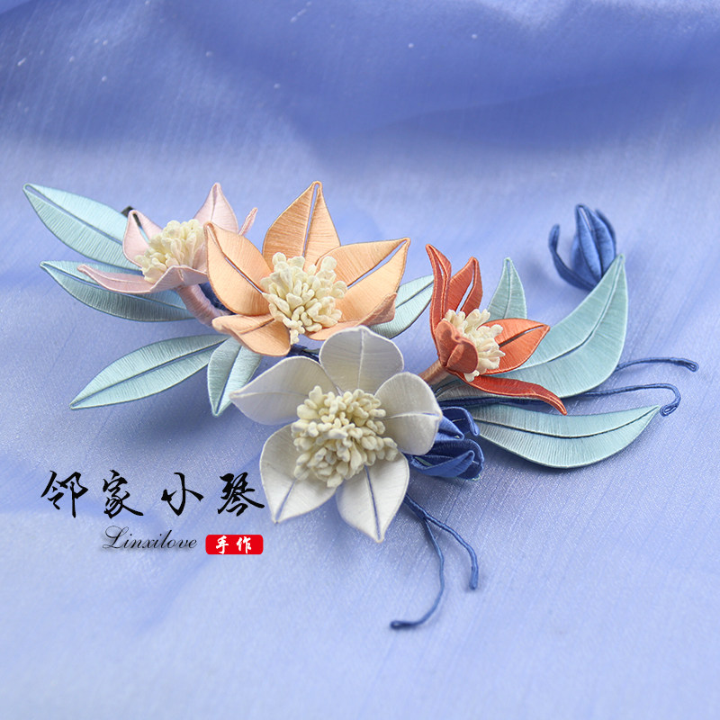 手工缠花diy初雪发饰材料包古风配饰汉服头饰制作配件带详细教程