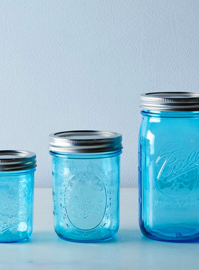 #包邮#美国Ball蓝色Mason Jar正品梅森杯/密封罐/果酱瓶喝水杯
