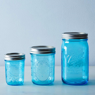 包邮 密封罐 美国Ball蓝色Mason 梅森杯 果酱瓶喝水杯 Jar正品