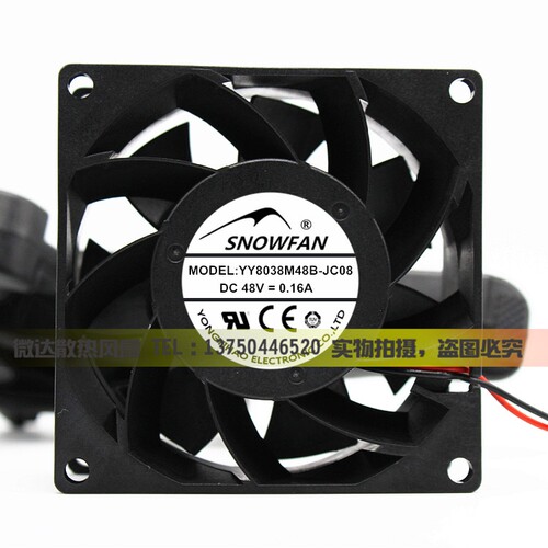 SNOWFAN 48V风扇 YY8038M48B-JC08 8cm变频器散热风扇 80*80*38mm
