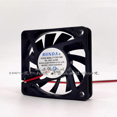 RUNDA全新RS6010B24VH DC24V 0.09A 2线超薄 6cm 变频器散热风扇