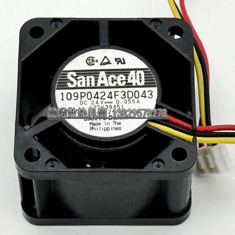 三洋 4厘米 4028 24V 0.055A 1U变频器服务器风扇 109P0424F3D043