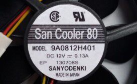 三洋SANYO 8025 8厘米8CM机箱电源风扇12V 0.13A 9A0812H401