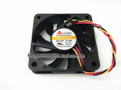 台湾元山Y.S.TECH FD126015LB 6015 12V 0.14A 静音电源风扇