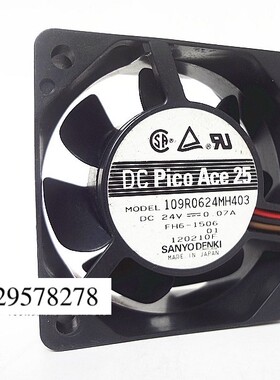 三洋 6025 24V 0.07A 6cm 6厘米 3线变频器散热风扇109R0624MH403