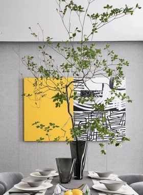 欧式轻奢灰色玻璃花器样板房花瓶创意异形饰品售楼处书房客厅摆件