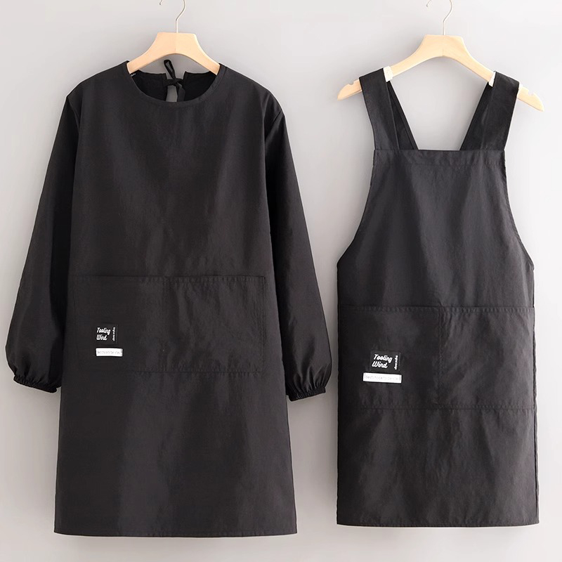 原创纯棉帆布防水罩衣包邮家用厨房长袖围裙学生画画防油污倒穿衣