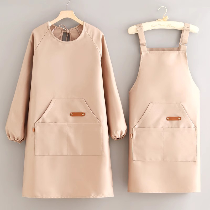 围裙画画专用女美术生大人画室油画带袖工作服绘画防脏长罩衣男