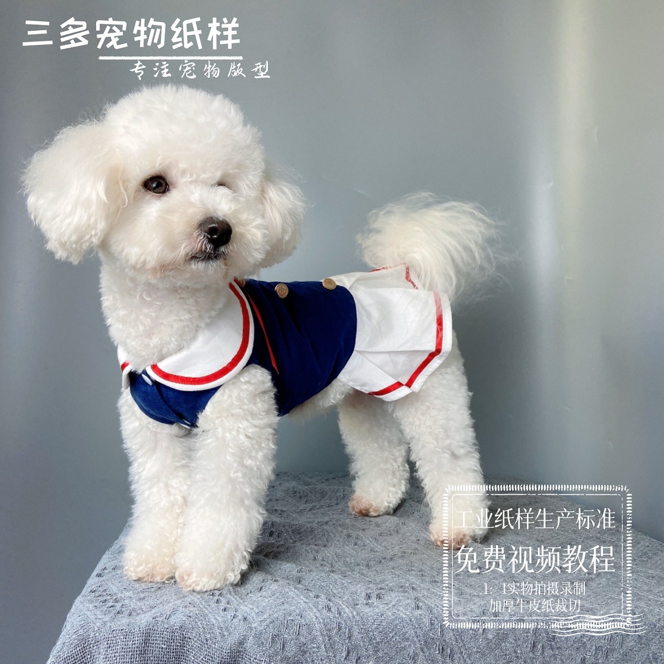 宠物狗服装纸样泰迪法斗比熊连衣裙学院裙子图纸博美巨贵衣服模板