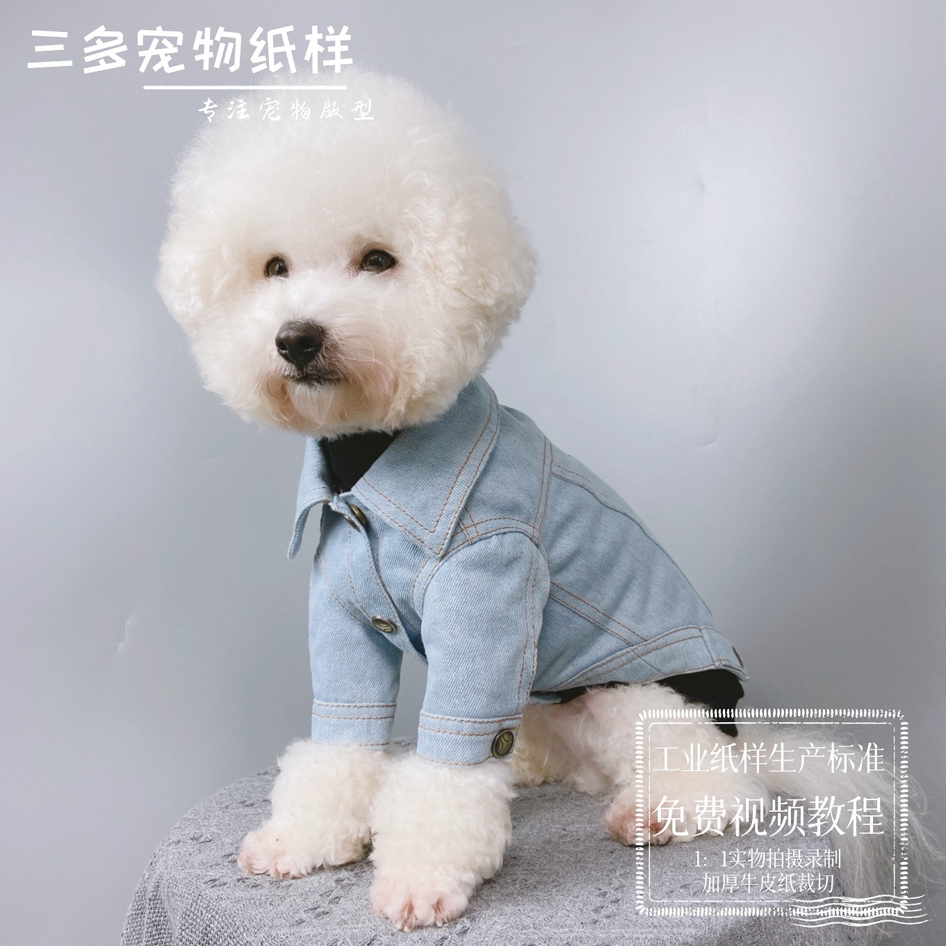 宠物狗夹克图纸小型犬大型犬外套纸样金毛泰迪法斗夹克衫模版