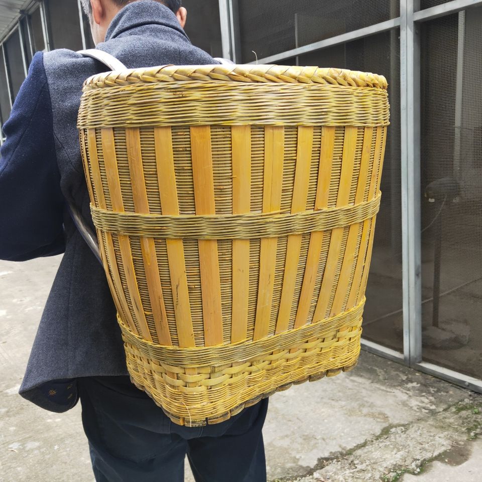 三穗竹编背篓背篼买菜购物贵州特色背萝竹筐框收纳舞台道具工艺品