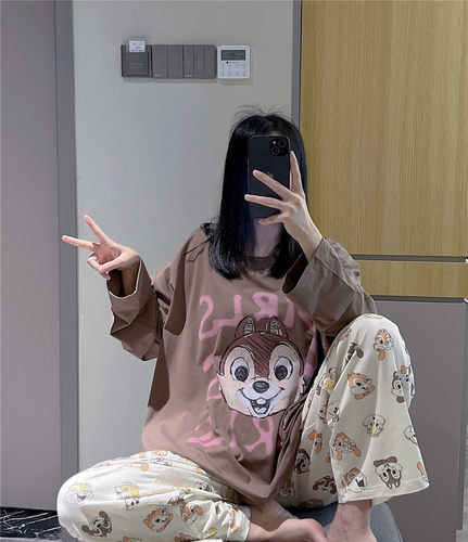 春秋长袖睡衣大码胖mm200斤套装