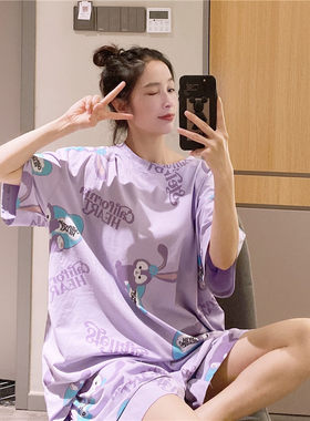 甜美清新短袖睡衣女胖mm200斤