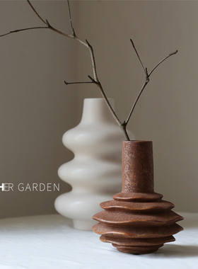 hergarden花瓶粗陶侘寂风