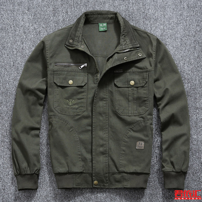 春秋纯棉宽松夹克结实中年上装