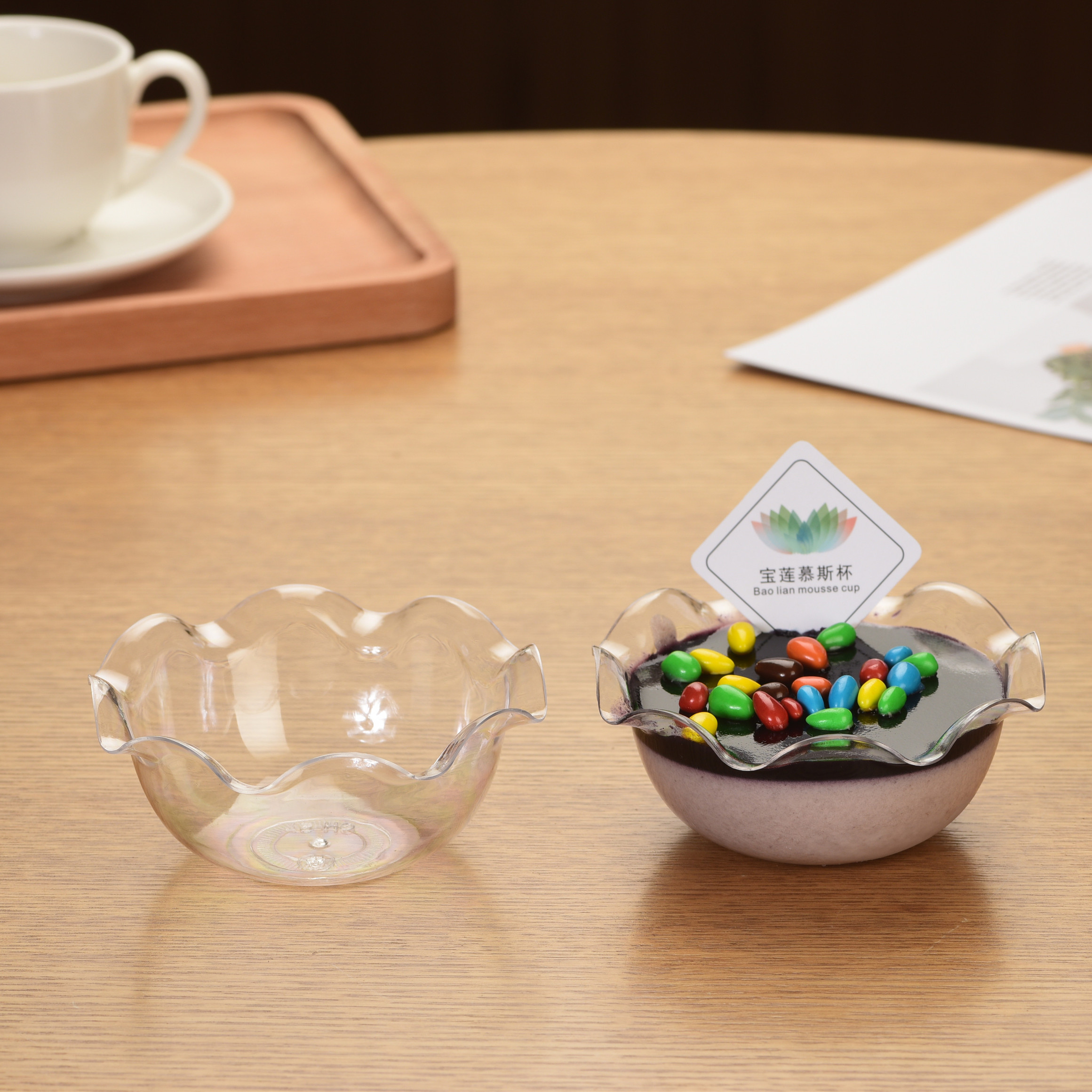 创意花形慕斯杯一次性塑料甜品杯
