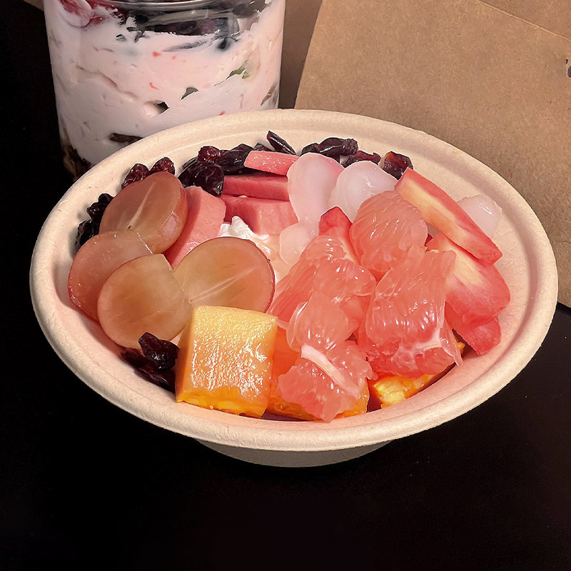 轻食酸奶碗一次性可定制带盖纸浆图片
