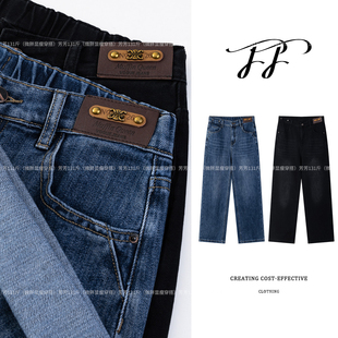 芳芳微胖定制 女装 秋季 松紧高腰直筒牛仔女设计款 F3080 热卖 单裤