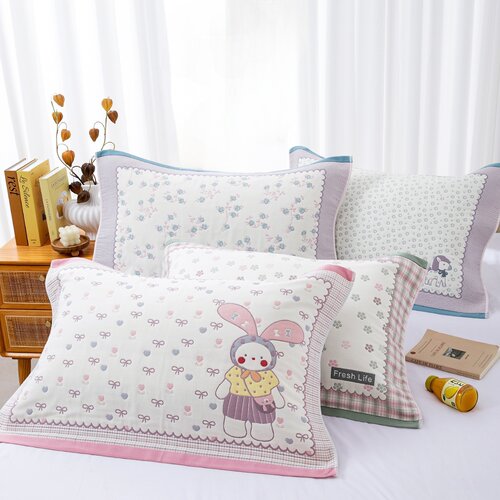 不起球高品质高密纯棉纱布枕巾全棉吸汗透气成人家用枕头巾一对装