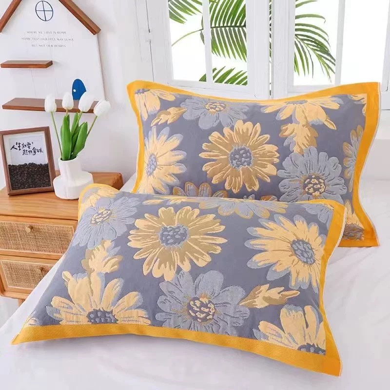 纯棉纱布枕巾柔软吸汗加厚加大不掉毛学生情侣枕头盖巾