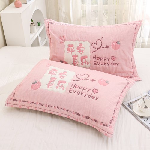 新款云朵泡芙纯棉枕巾一对装加大加厚全棉纱布高档枕头巾柔软吸汗