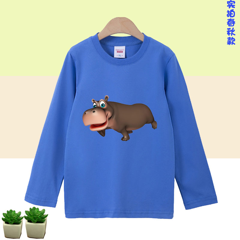 t恤儿童长袖河马衣服 童装纯棉打底衫男女童秋装上衣