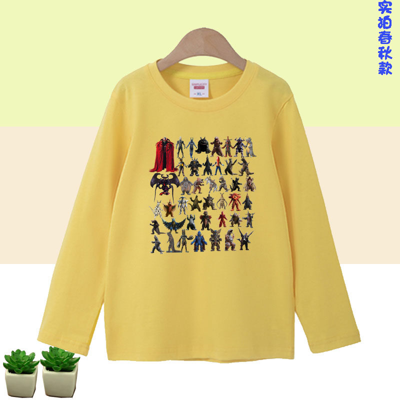 男女童长袖上衣 衣服儿童t恤打底衫纯棉宝宝秋衣怪兽 迪迦衣服