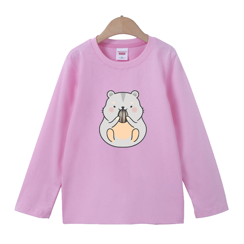 青少年女童长袖t恤秋季秋装童装仓鼠新儿童打底衫男纯棉女大童
