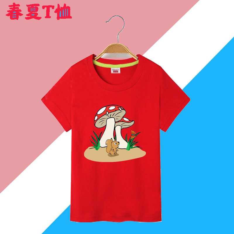 2025夏季新款韩版儿童香菇印花短袖男女童时尚宽松圆领T恤潮