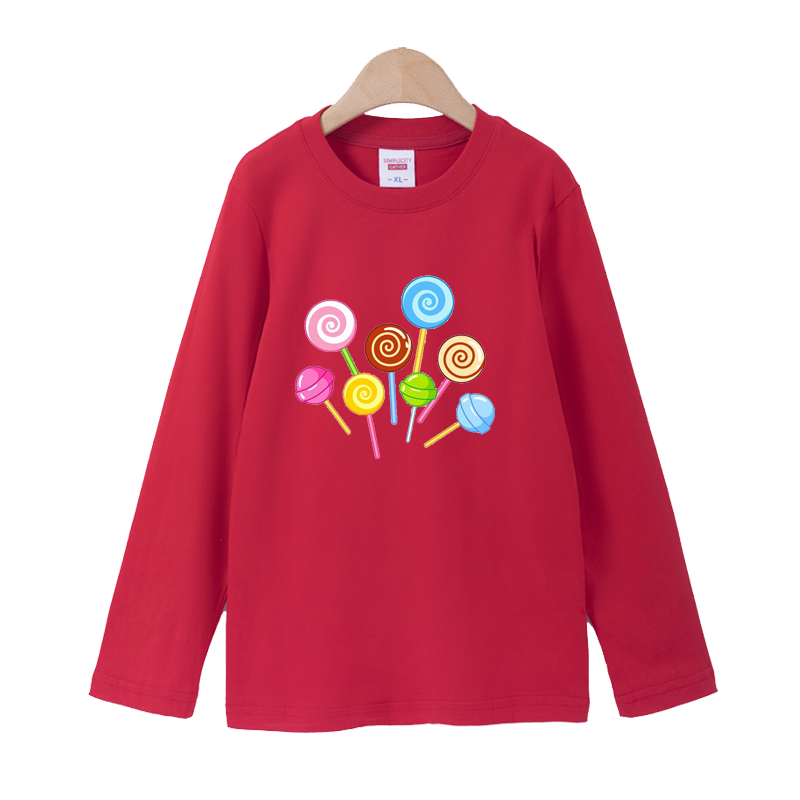 纯棉儿童长袖T恤卡通棒棒糖衣服2025春秋男女童中小宝宝打底衫t