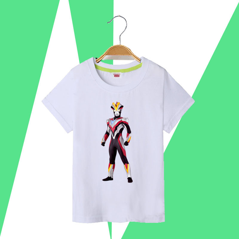 男童短袖t恤红色 新款男孩夏季纯棉女维克特利t恤 童装夏装