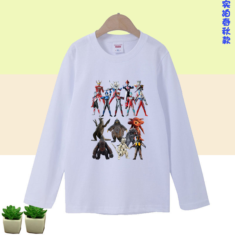 男女童长袖T恤纯棉打底衫怪兽迪迦衣服 童装儿童 小童秋装上衣图片