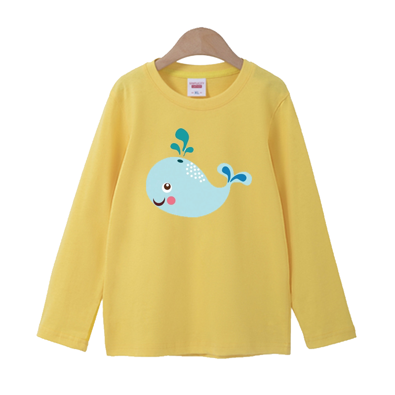 男童纯棉T恤长袖 2026儿童春秋季打底衫鲸鱼女圆领男宝上衣