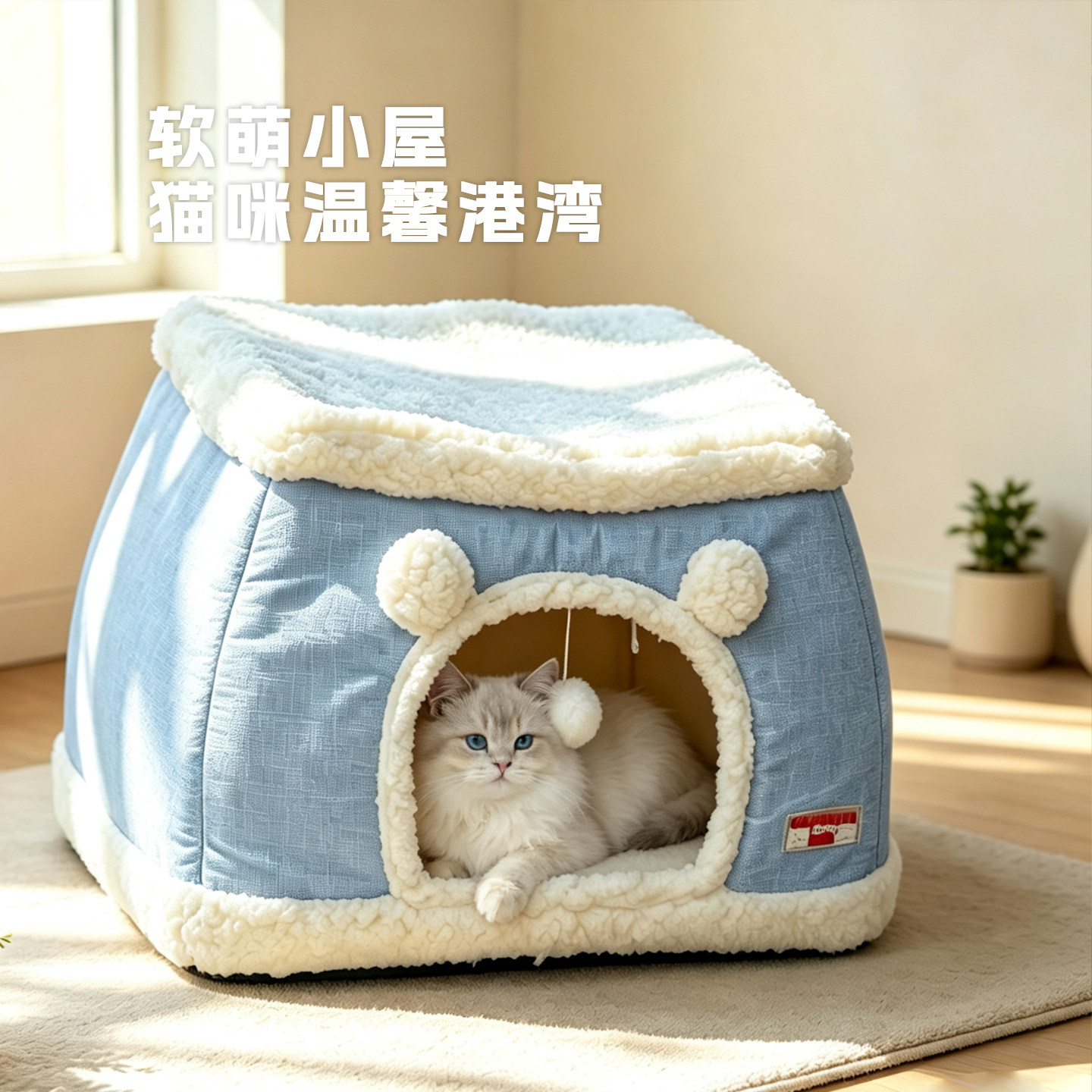 极爱宠猫窝四季通用安全感窝猫床半封闭式沙发小猫宠物保暖狗睡窝