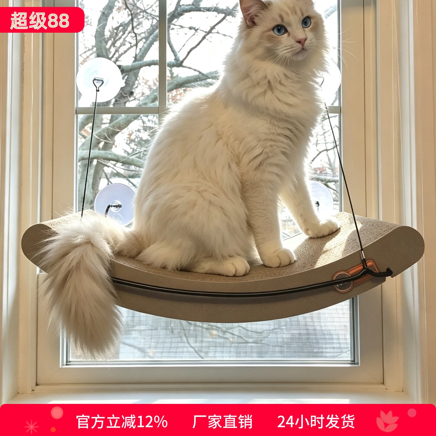 猫抓板kh吸盘窗吊床瓦楞纸猫咪图片