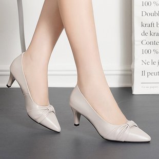 黑色高跟鞋女公务员面试工作女皮鞋职业气质学生礼仪通勤粗跟单鞋