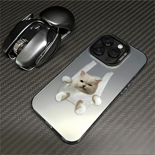 恶搞情侣猫狗适用于iPhone15promax手机壳苹果14创意高级感13新款 12磨砂xr镭射plus小众11简约xs防摔x女硬壳