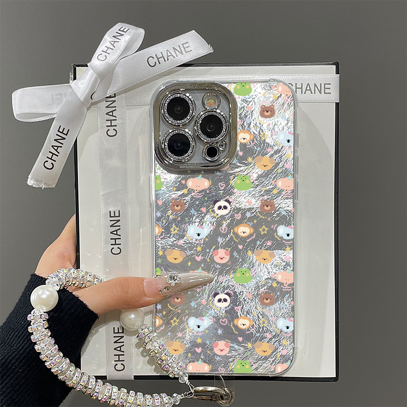 ins日韩动物涂鸦适用苹果16promax手机壳iPhone15带镜头膜13冰川新款12羽纱11pro情侣plus可爱女14防摔xs硬壳